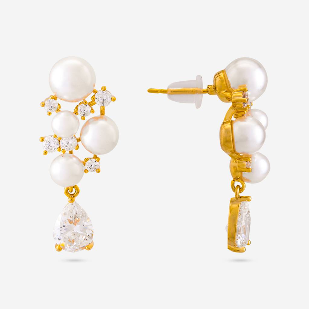 Pearl Gold - Plated Casual Wear Trendy Zircon Earring - 464708 : 464708