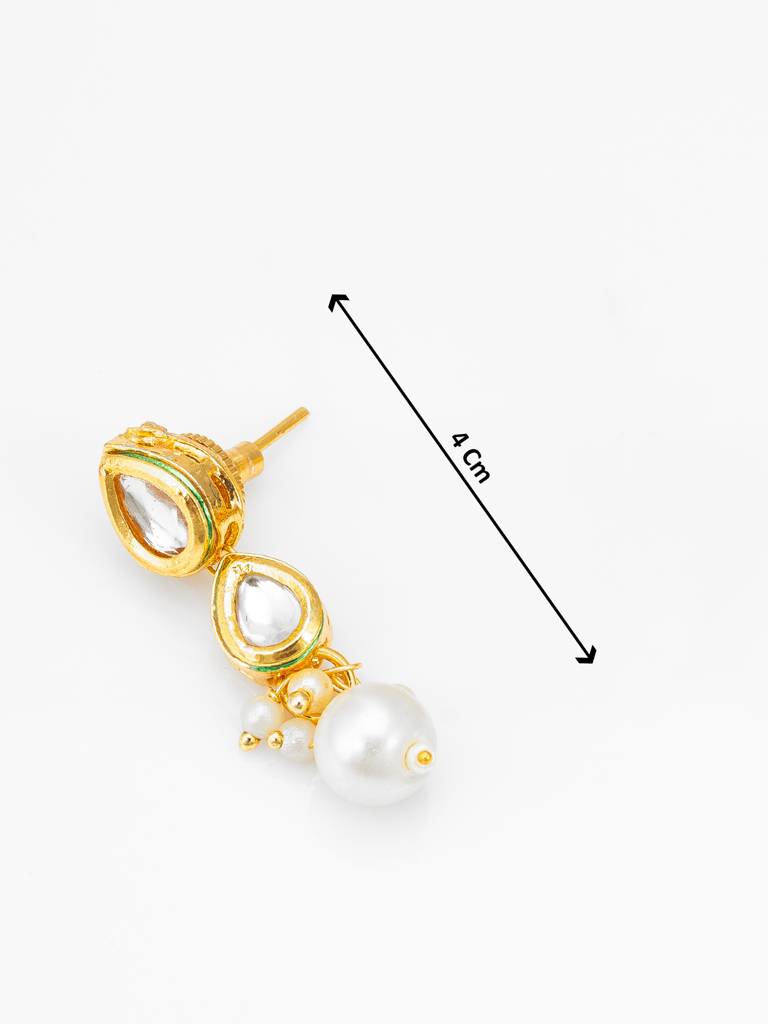 Double-Strand Kundan Necklace Set With Pearl Drop Earrings : NK4406