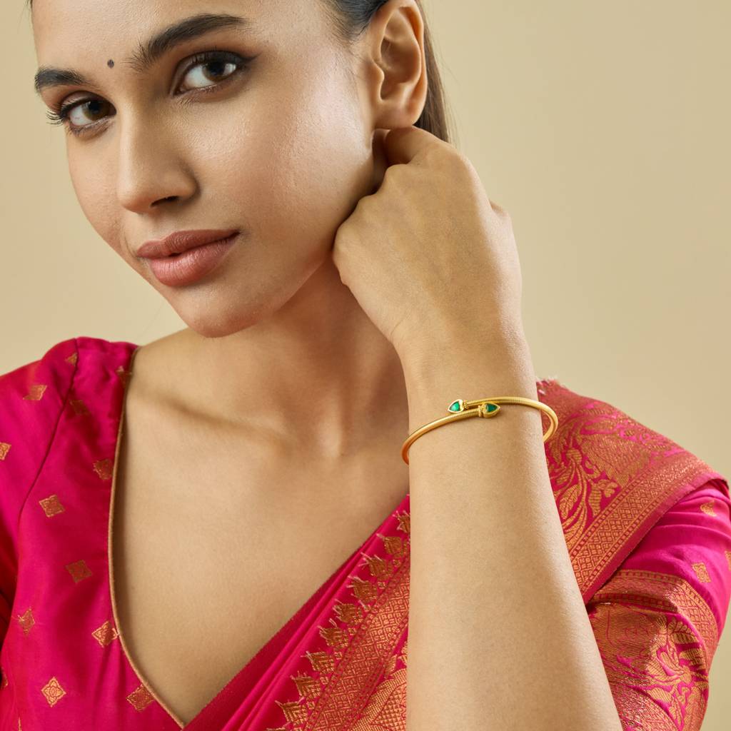 Gold - Plated Festive Antique Kada - 436028 : 436029