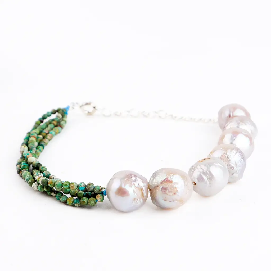 Firoza & Fresh Water Pearl Bracelet : 91970967