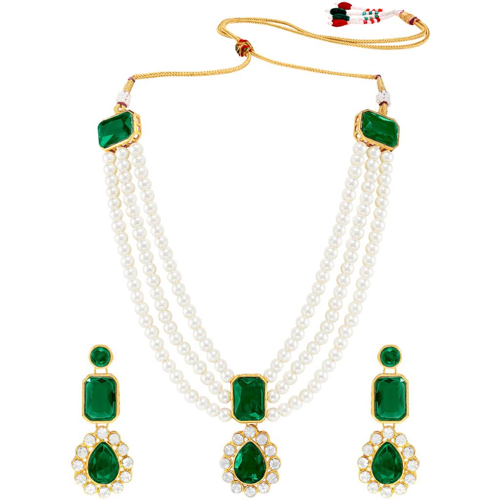 Peora Gold Plated Kundan Long Necklace Earring Indian Traditional Jewellery Set For Women Girl : PF24N31G