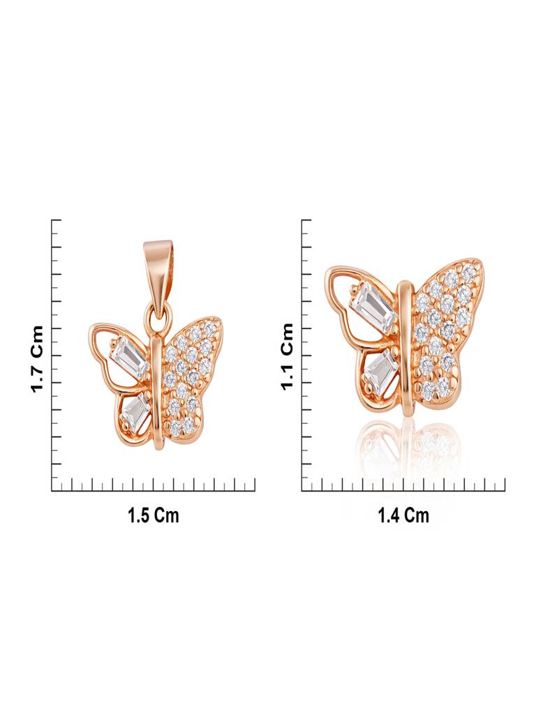 925 Sterling Silver Halo Butterfly Pendant & Earrings Set For Women : SKN26N1912