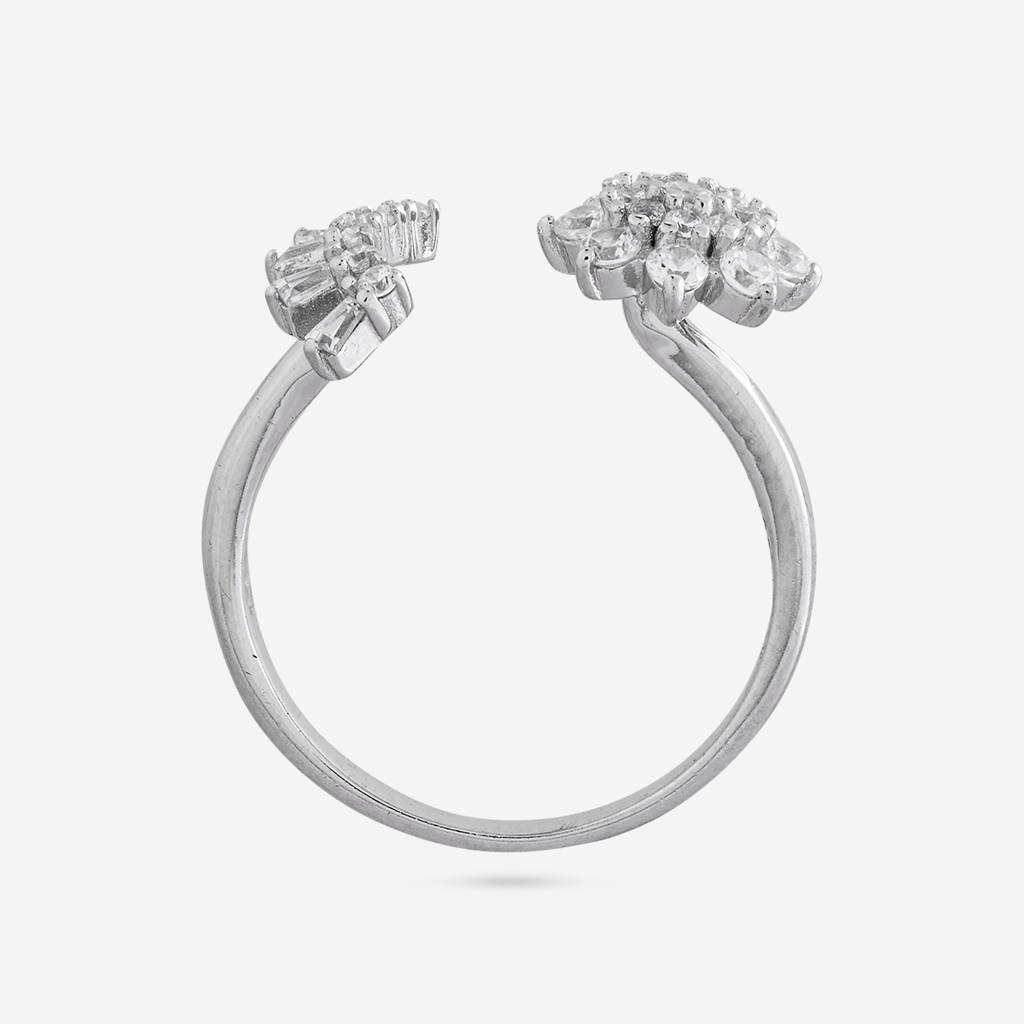 White Rodium Plated - Office Wear Silver Finger Ring - 465893 : 465893