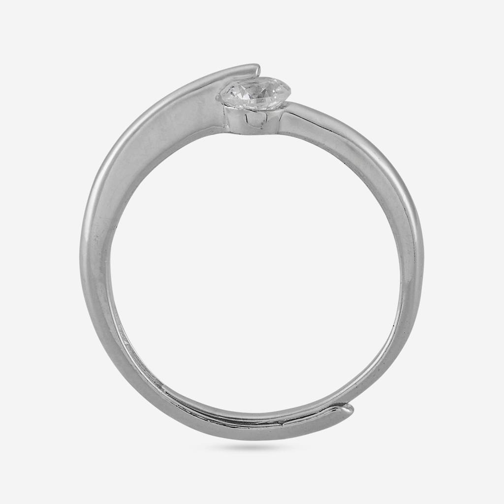 White - Plated Office Wear Silver Finger Ring - 473447 : 473448