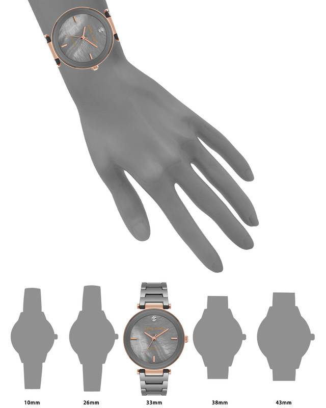 Women'S Genuine Diamond Dial Ceramic Bracelet Watch,Taupe/Rose Gold : AK_1018TPRG