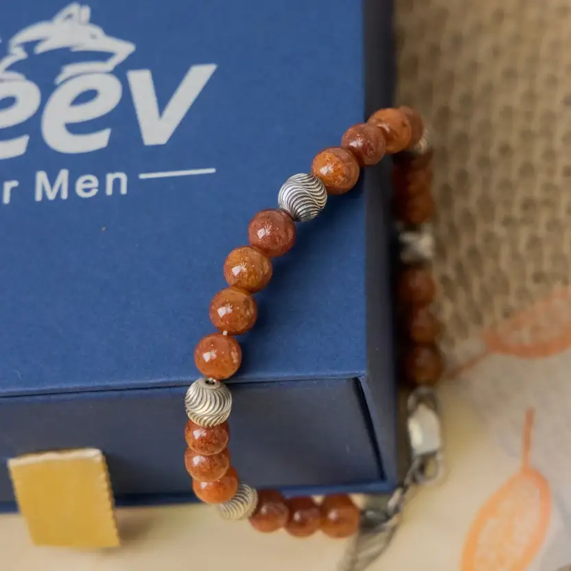 Aventurine Orange Silver Bracelet : ZV-BRC-NAT-002