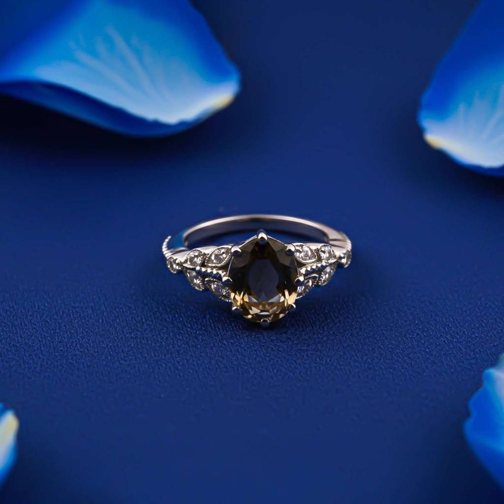 Silver Morganite Oval Halo Ring : ZLR-1198-10