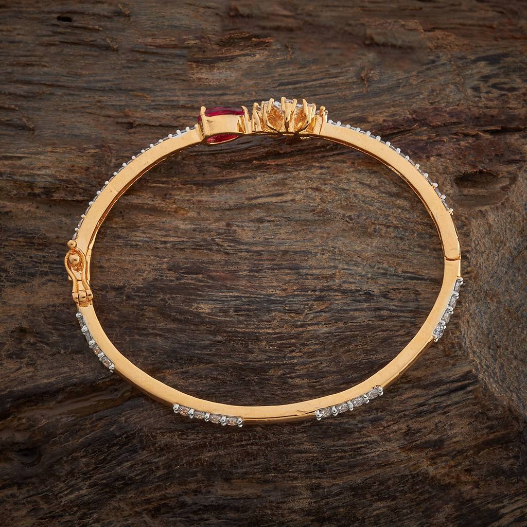 Rhodium-Gold - Plated Party Wear Zircon Kada - 435087 : 435087