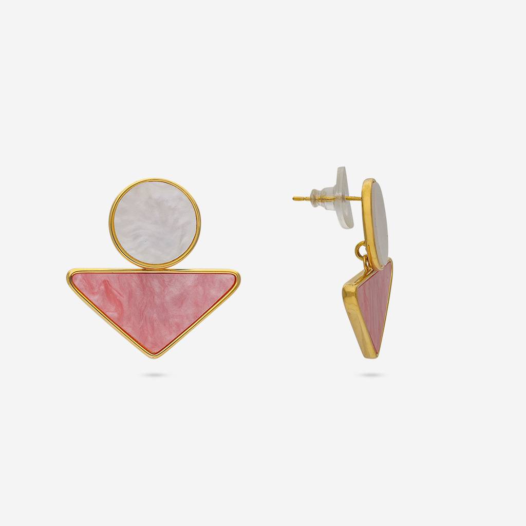 Pink-White Gold - Plated Casual Wear Trendy Earring - 451058 : 451058
