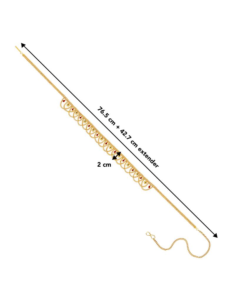 Combo Of Golden Bridal Jewellery Set With Adjustable Waist Belt Kamar Bandh Gift For Womens : PF04BR3398RP-PF04BCH002RG