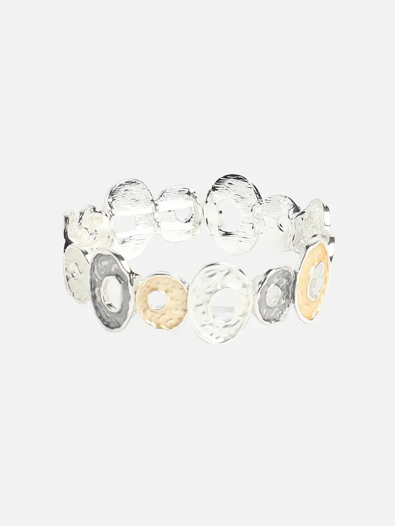 Neelja-Women'S Gold & Silver Textured Halo Bracelet : SOHIBR9712