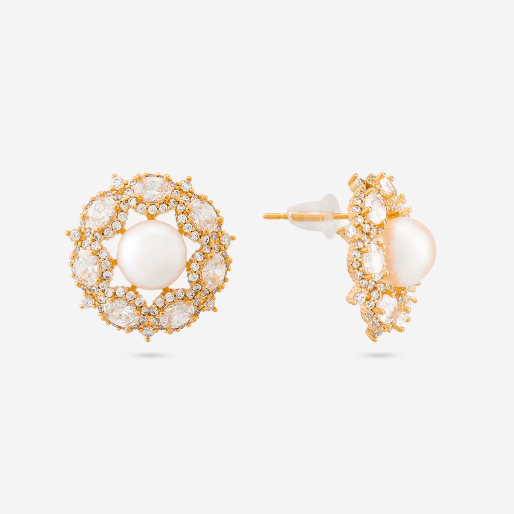 Pearl Gold - Plated Casual Wear Trendy Zircon Earring - 464751 : 464751