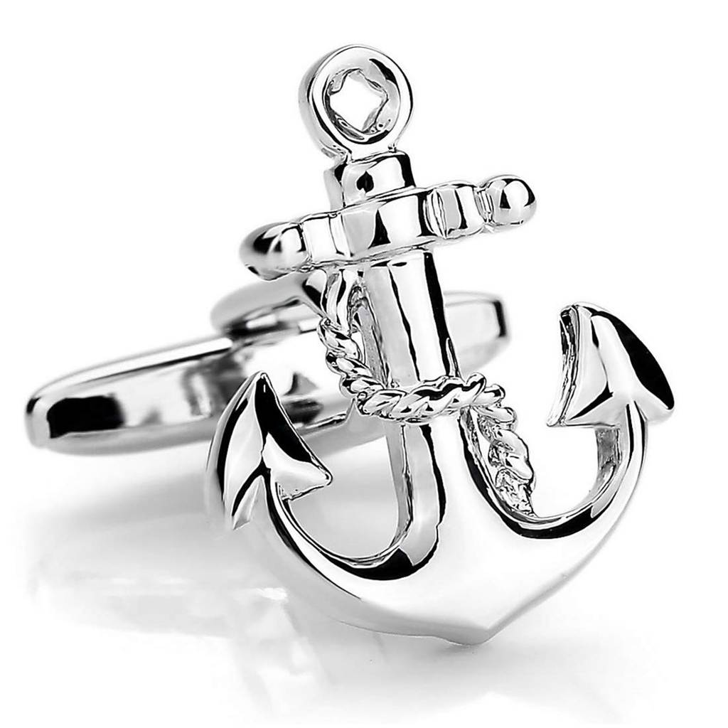 Silver Plated Nautical Anchor Cufflinks For Men Boys Business Corporate Wedding Gift : PX9CL78