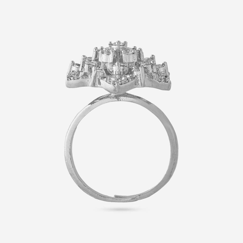 White - Plated Party Wear Zircon Finger Ring - 469256 : 469257