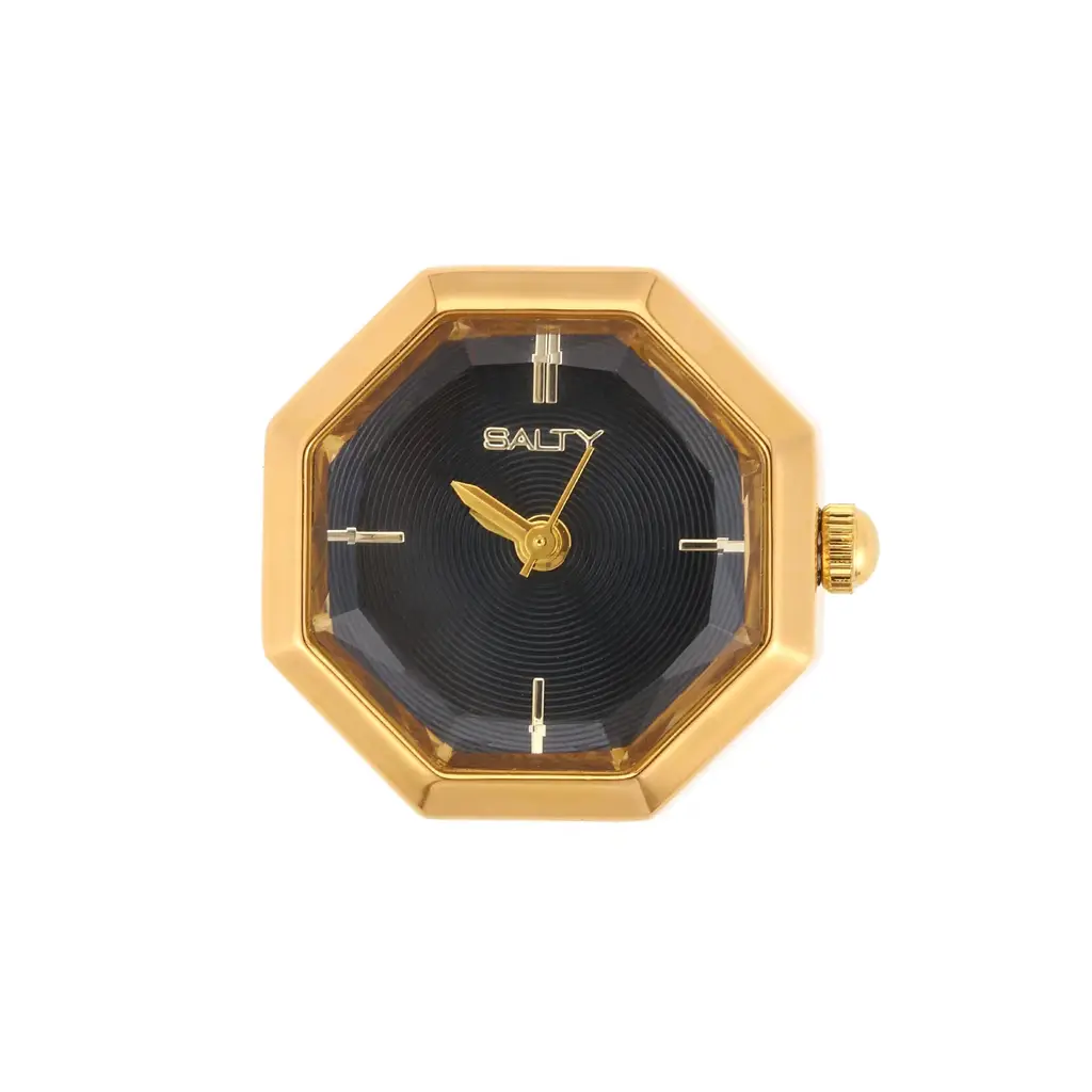 Octagon Golden Hour Watch Ring - For Women : WTR-S-0042-G-BK