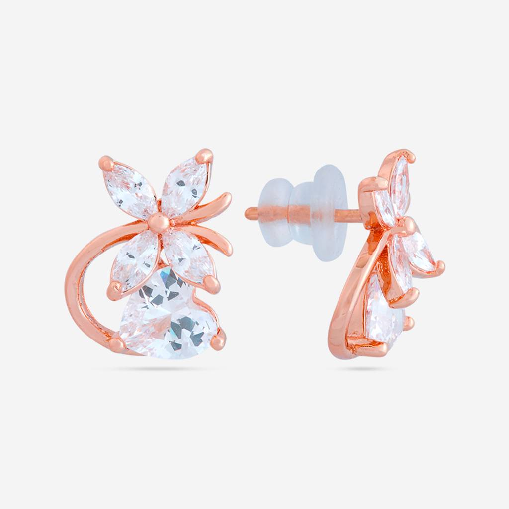 White - Plated Casual Wear Trendy Zircon Earring - 467003 : 467005