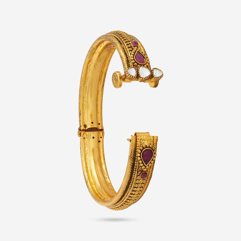 Ruby Gold - Plated Bridesmaid Antique Kada - 436031 : 436031