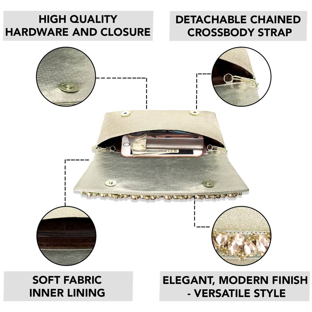 Silver & Golden Bridal Clutch Combo Handbags Gift For Women : C32S-C37G
