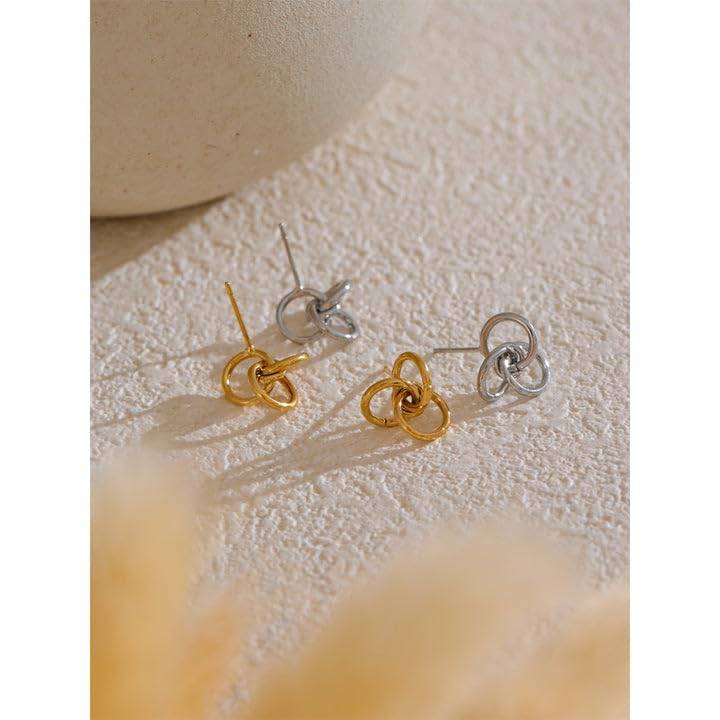 Ira Interlink Studs - Gold | 18K Gold Plated | Waterproof, Hypoallergenic & Anti-Tarnish : DSVDJY05250442
