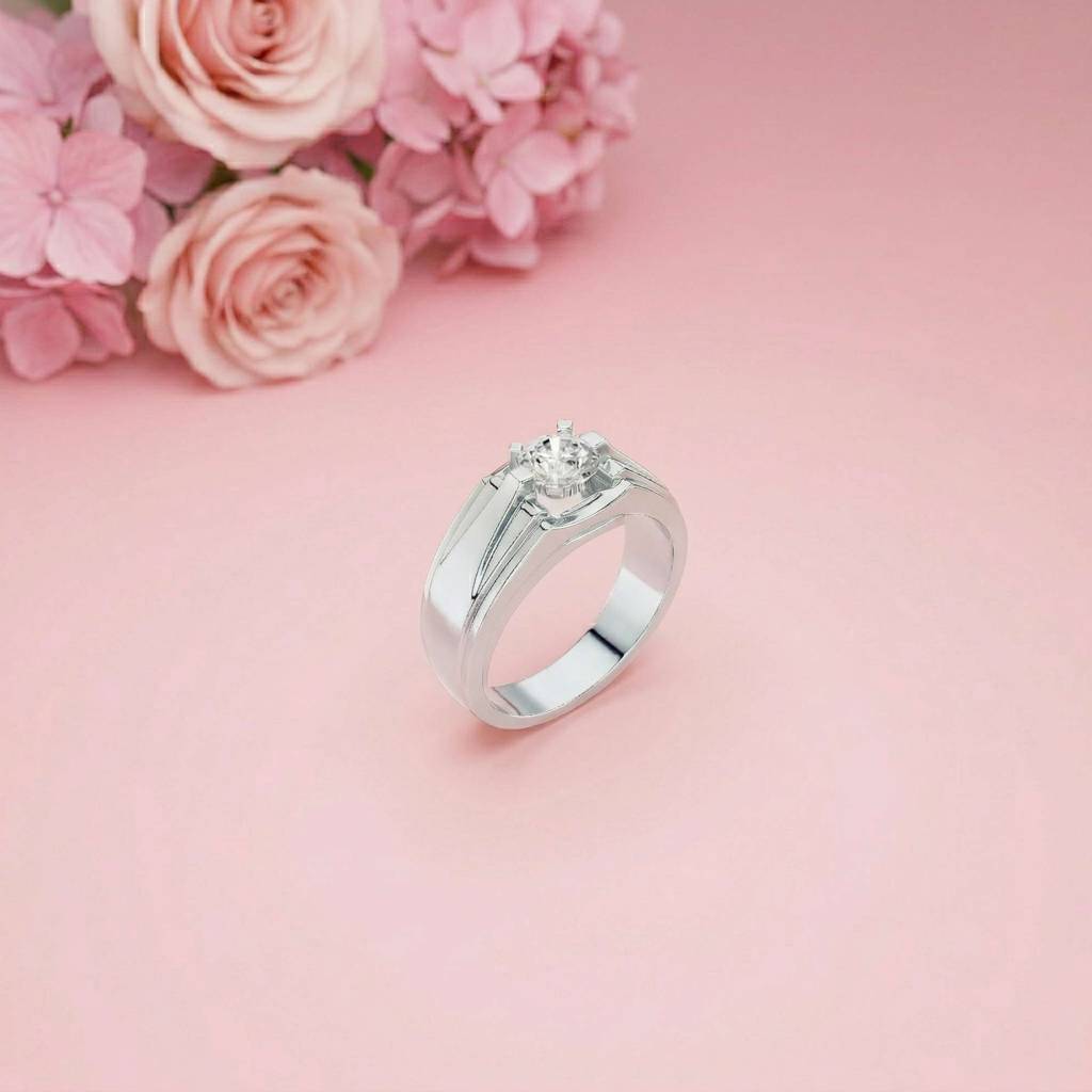 0.75Ct Moissanite Angular Groove Ring For Men'S : ZLM10110-14N
