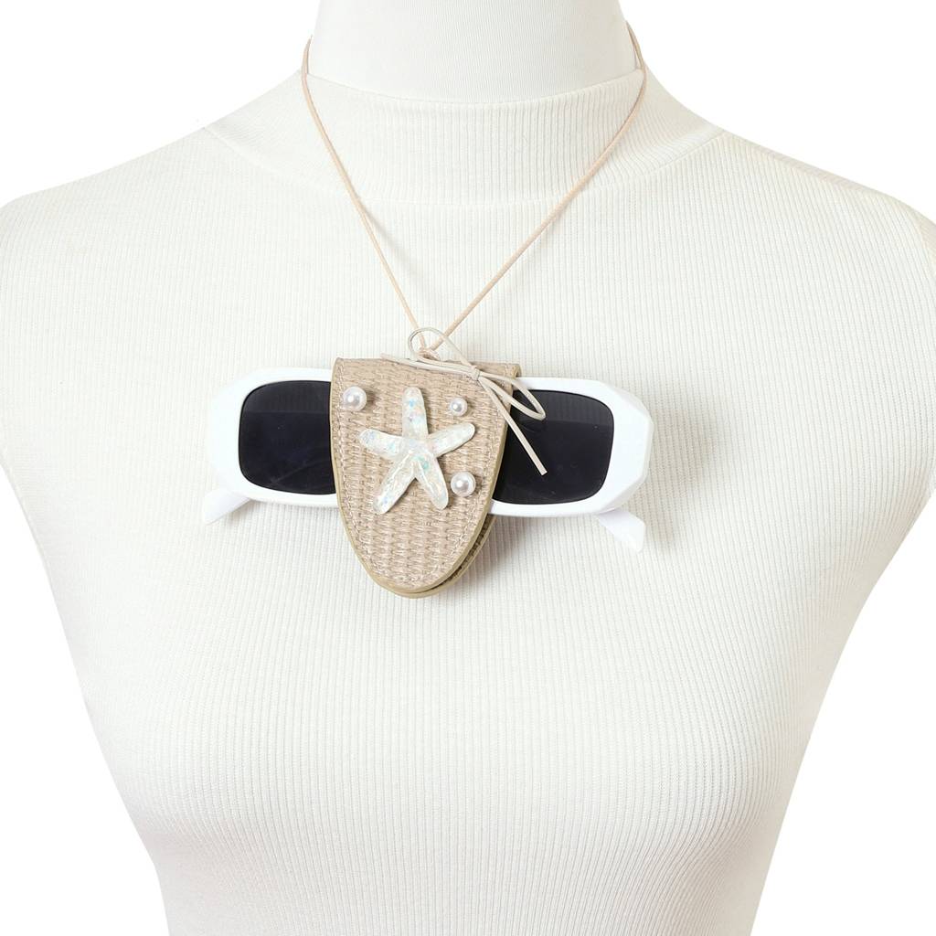 Vacation Ready Sunglass And Scarf Holder Bag Charm : C-BG-0076-BE-WH