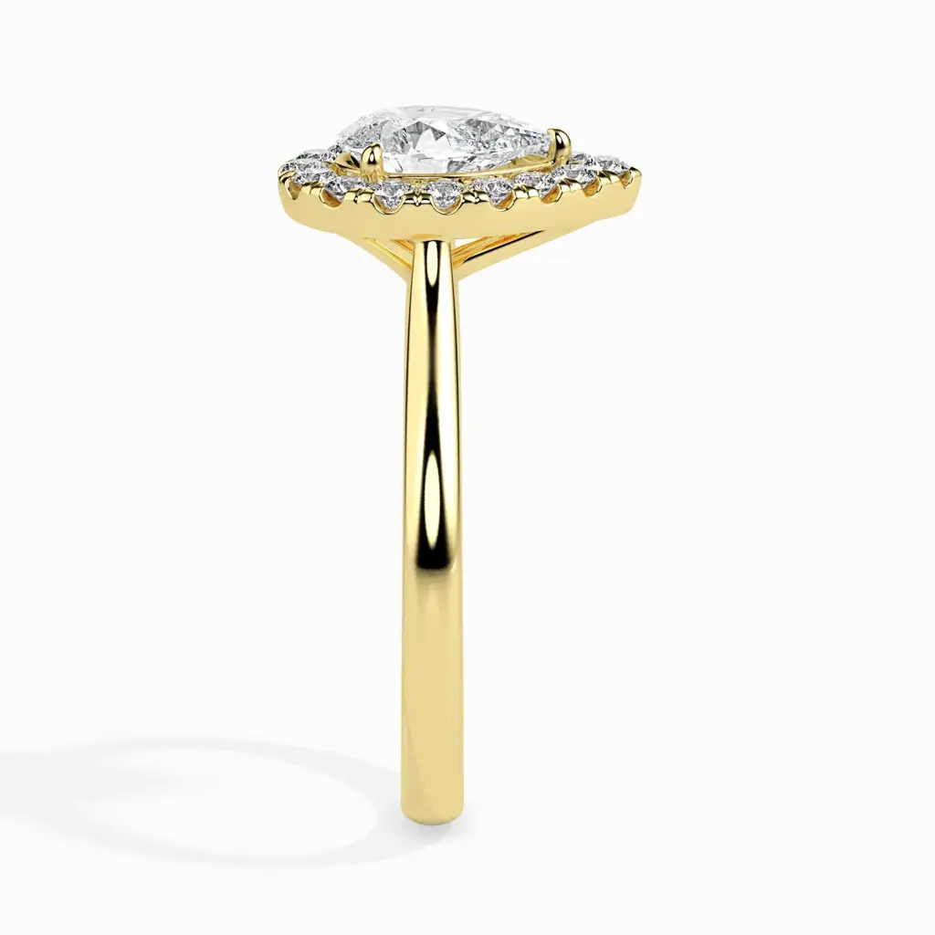 1 Carat Pear Solitaire Ring With Halo : 14kYellowZNR144F10