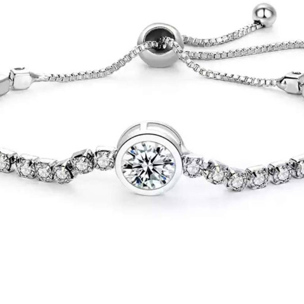Peora Silver Plated Cubic Zirconia Studded Adjustable Charm Bracelet Stylish Fashion Jewellery For Women & Girls, Val : PX8B79