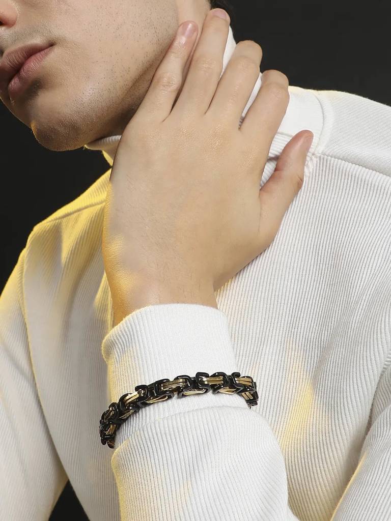 Men'S Twisted Chain Bracelet - Black & Gold : FABR1103