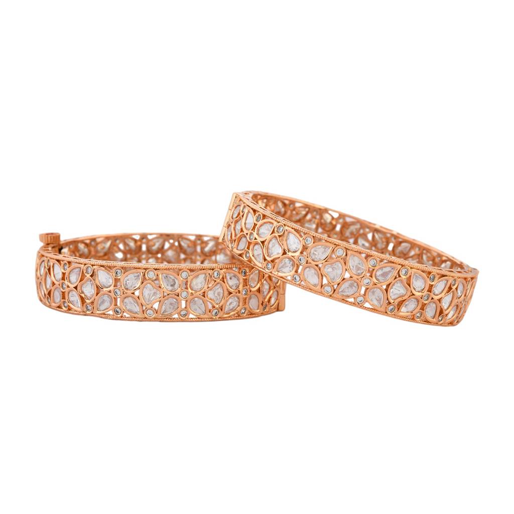 Sparkling Elegance Dazzling Kundan American Diamond Bangles : 8905124527476