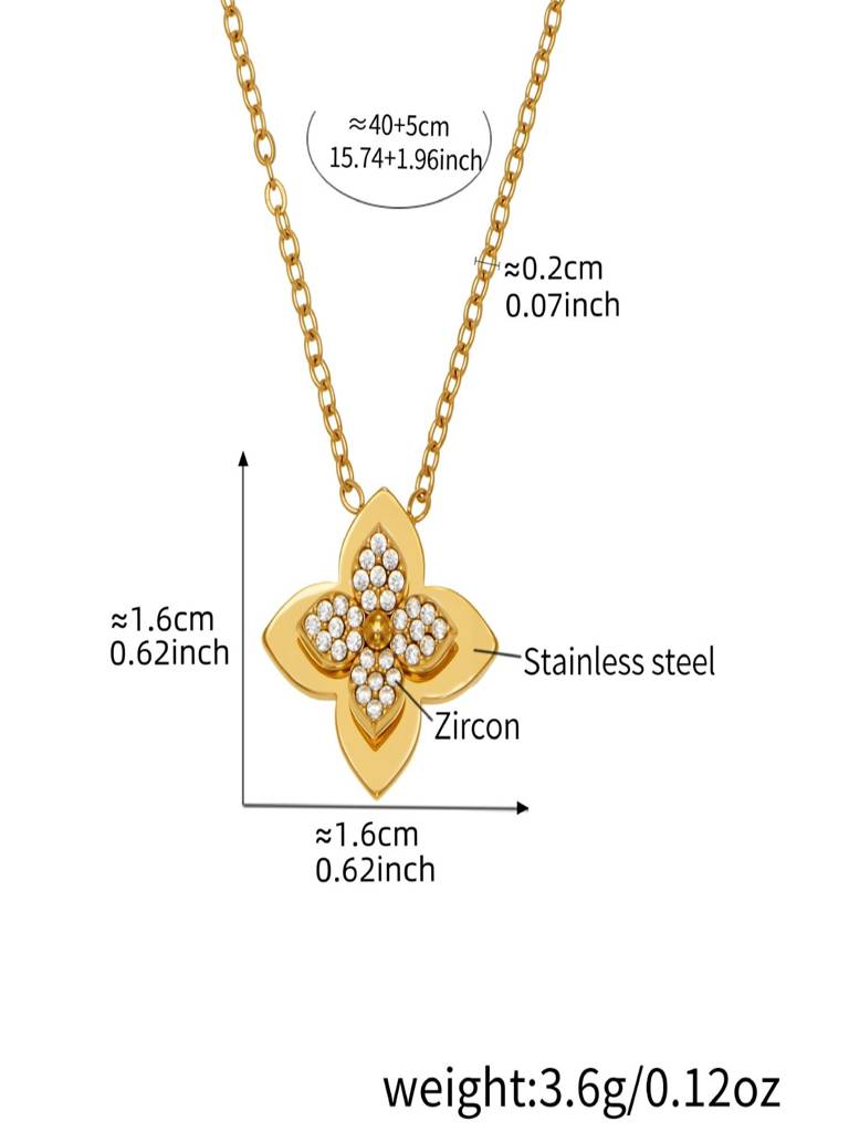 Floral Pendant Necklace For Women Anti-Tarnish Waterproof 18K Gold Plated : ALL1125P489G