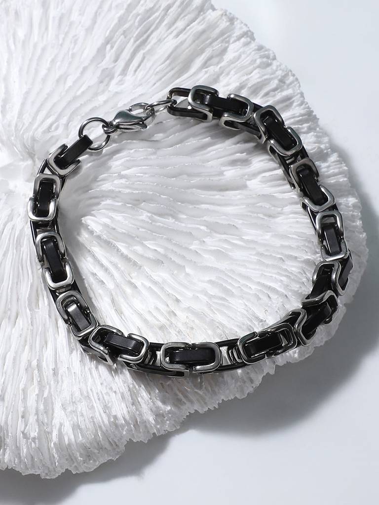 Men'S The Cycle Link Bracelet - Onyx Black : FABR1225