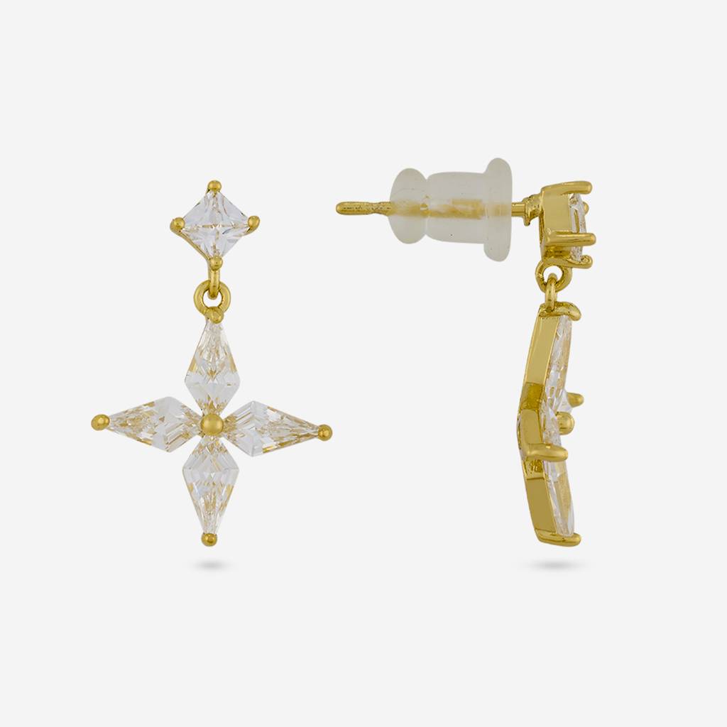 White Gold - Plated Casual Wear Trendy Zircon Earring - 460398 : 460398