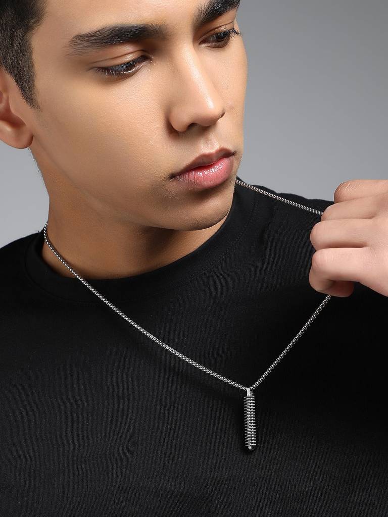 Men'S The Spiral Pendant Necklace - Metallic Silver : FAPD1144