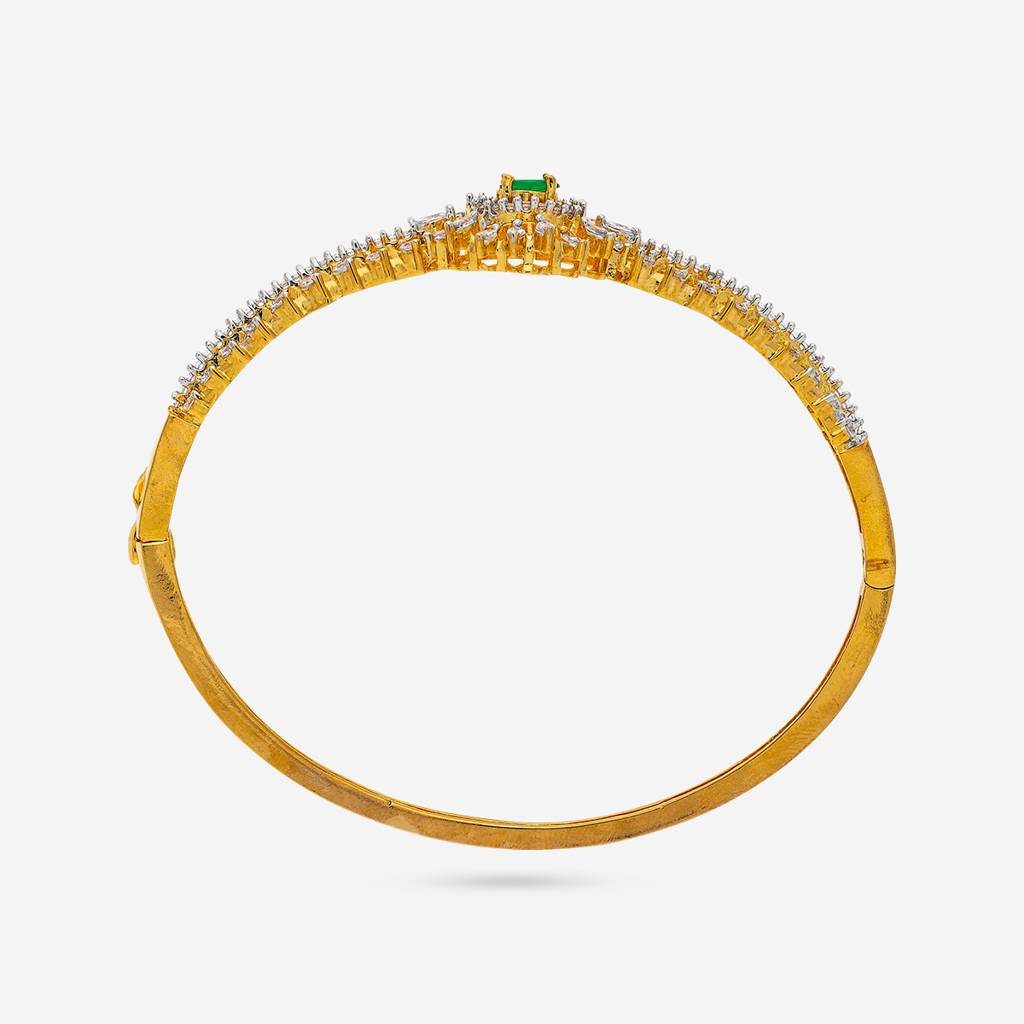 Rhodium-Gold - Plated Party Wear Zircon Kada - 452757 : 452758