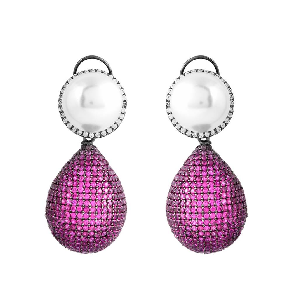 Sparkling Elegance Celestial Charms American Diamond Purple Dangler Earrings : 8905124536614