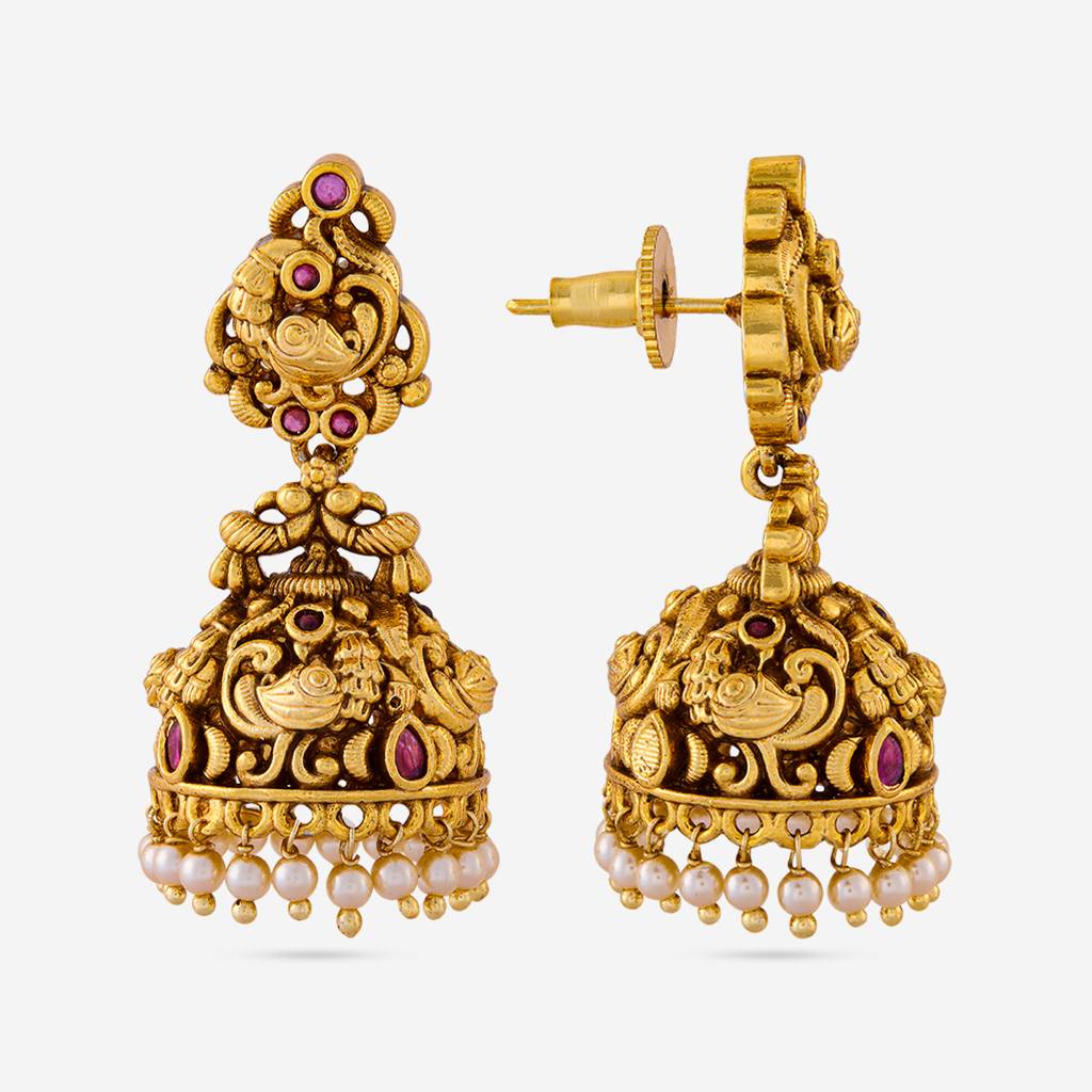 Ruby Gold - Plated Festive Antique Earring - 466754 : 466754