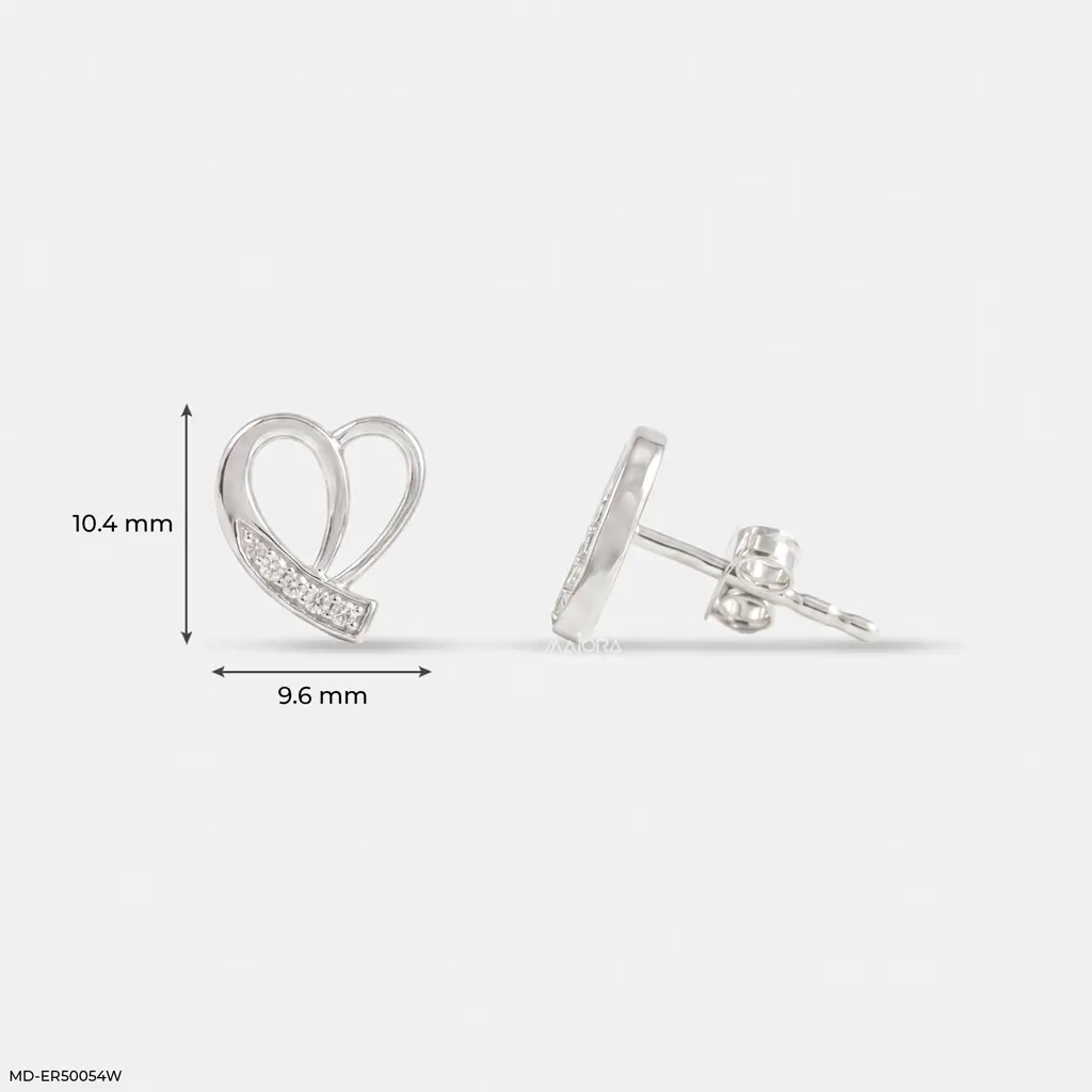 Heart Shape 925 Sterling Silver Daily Wear Stud Earrings : MD-ER50054W