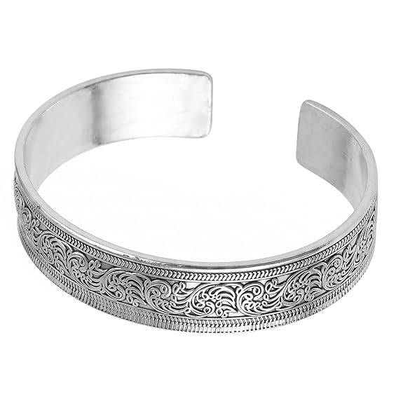Silver Plated Fancy Cuff Bracelet For Women Stylish Wrist Jewellery Casual & Festive Jewellery Gift For Her : PX9B265S
