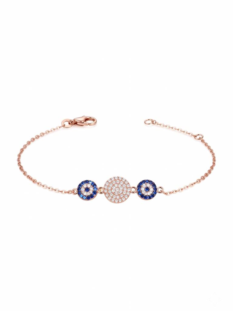 925 Silver Sapphire Medallion Gaze Bracelet For Women : BR-92