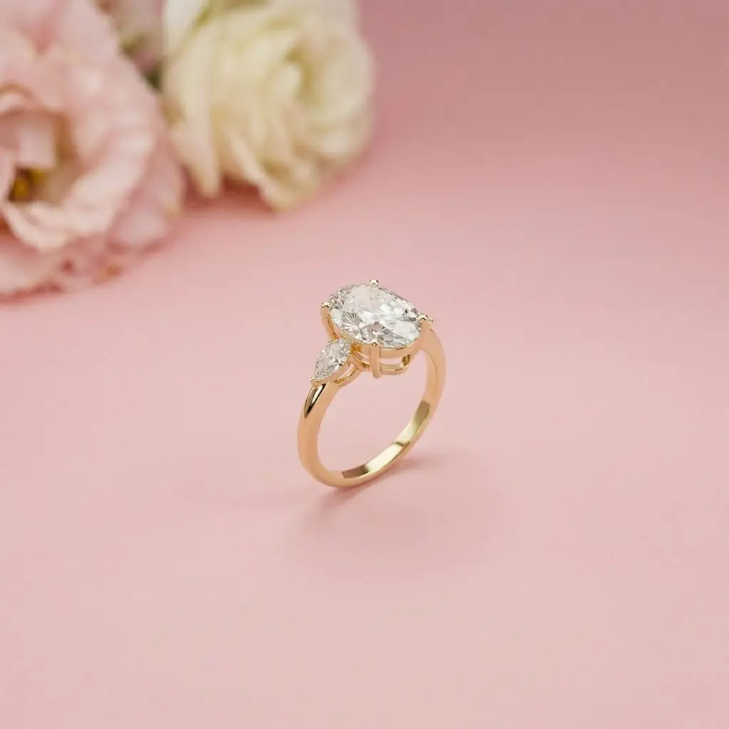 3.1Ct Moissanite Oval Cut Three-Stone Elegance Ring : ZLM-10133Y-10N
