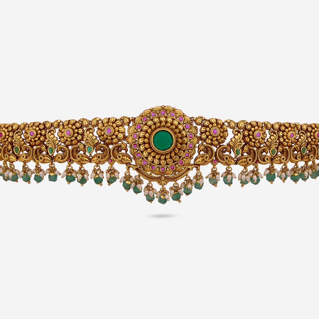Ruby-Green Gold - Plated Bridal Antique Belt - 447582 : 447582