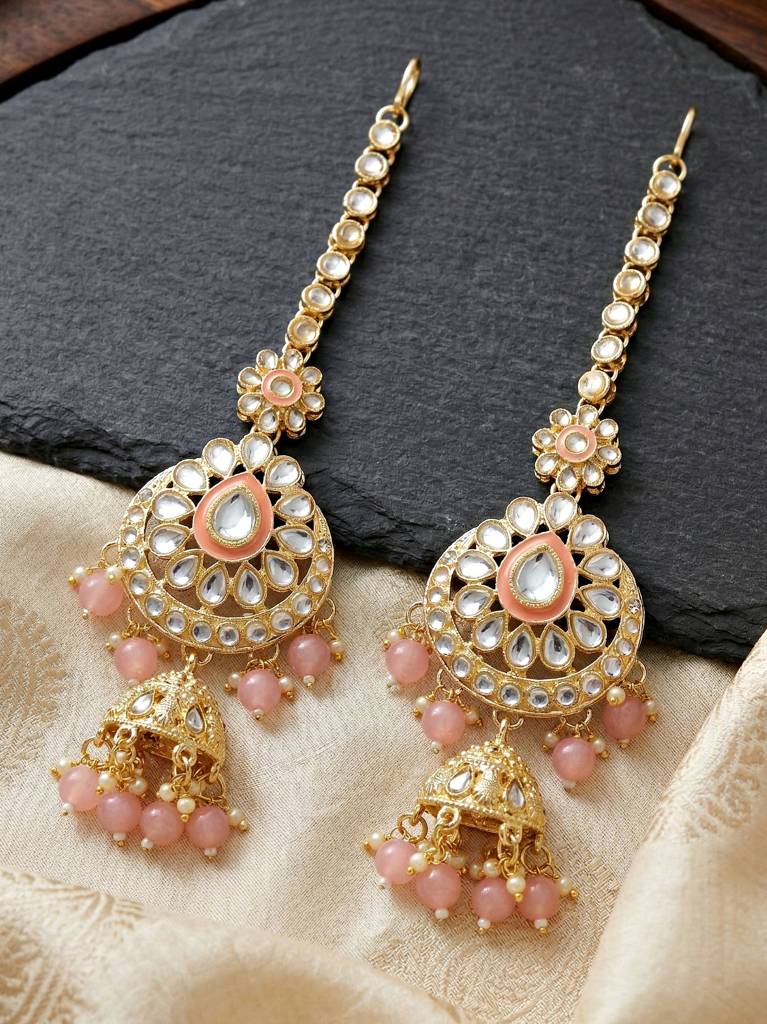 Bridal Kundan Jewellery Set With Hathphool & Nath : 2541-IZK-554-PK