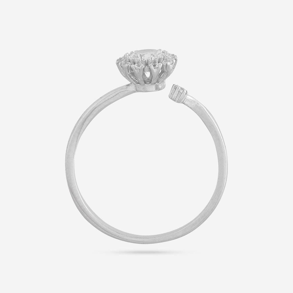 White Rodium Plated - Office Wear Silver Finger Ring - 465686 : 465686