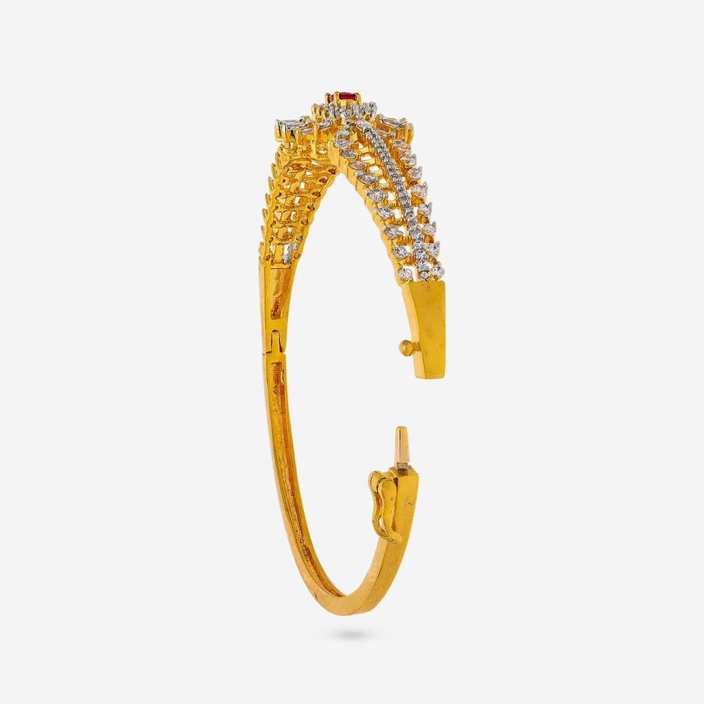 Rhodium-Gold - Plated Party Wear Zircon Kada - 452757 : 452757