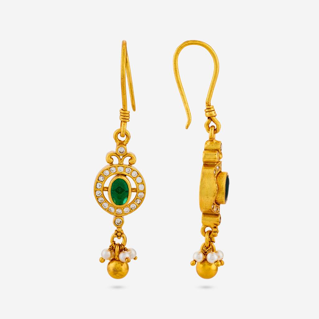 Green Gold - Plated Festive Temple Earring - 465025 : 465025