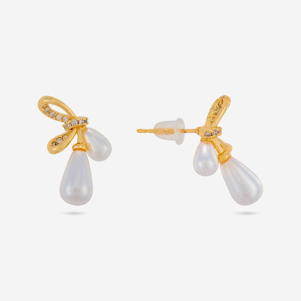 Pearl Gold - Plated Casual Wear Trendy Zircon Earring - 464619 : 464619