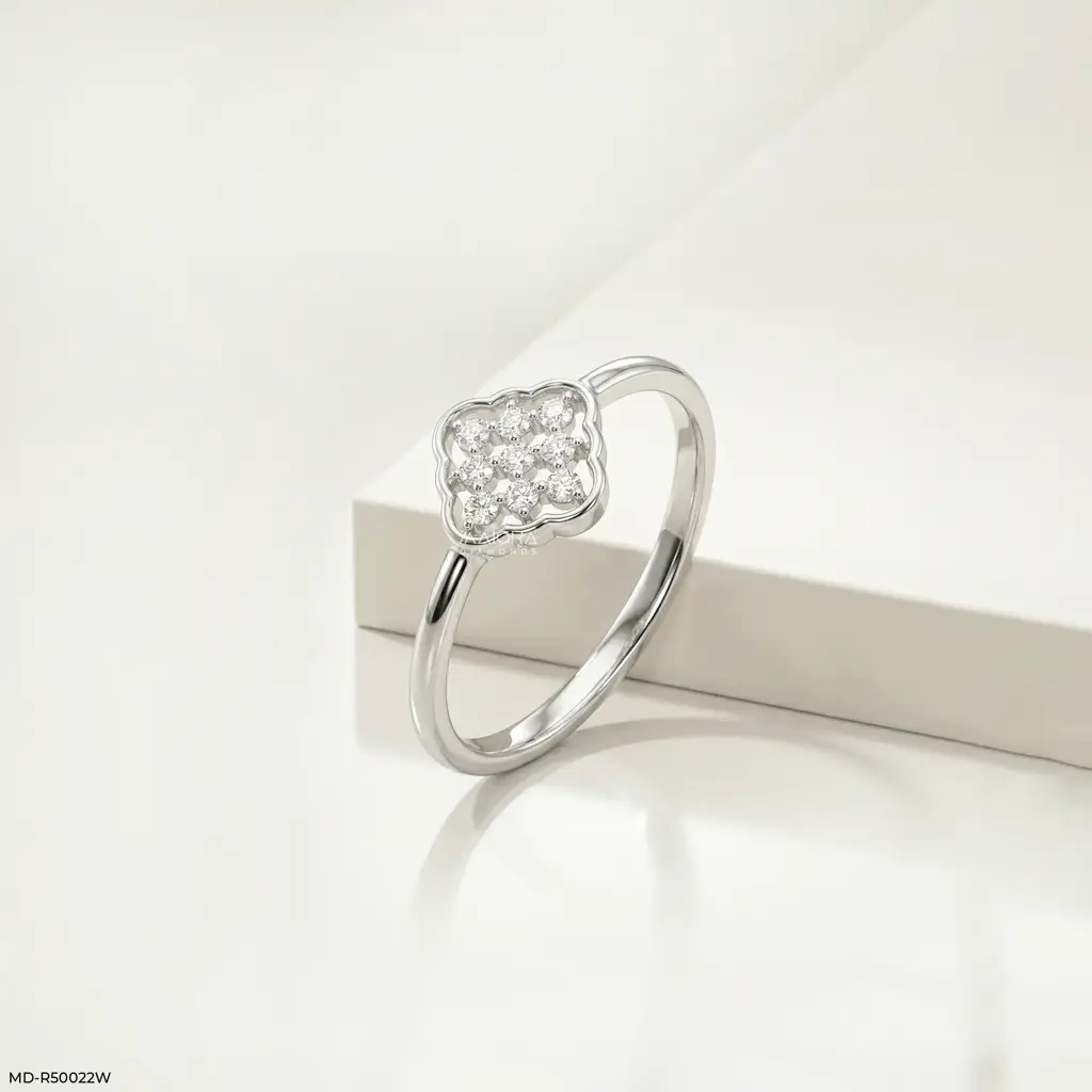 Fancy Style Lab Grown Diamond Daily Wear Sterling Silver Ring : MD-R50022W