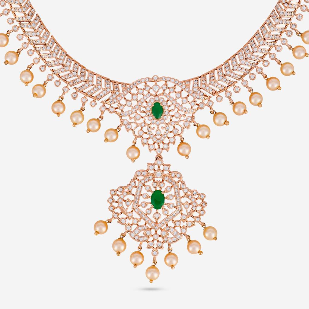 Rose Gold - Plated Bridesmaid Zircon Necklace - 464957 : 464957