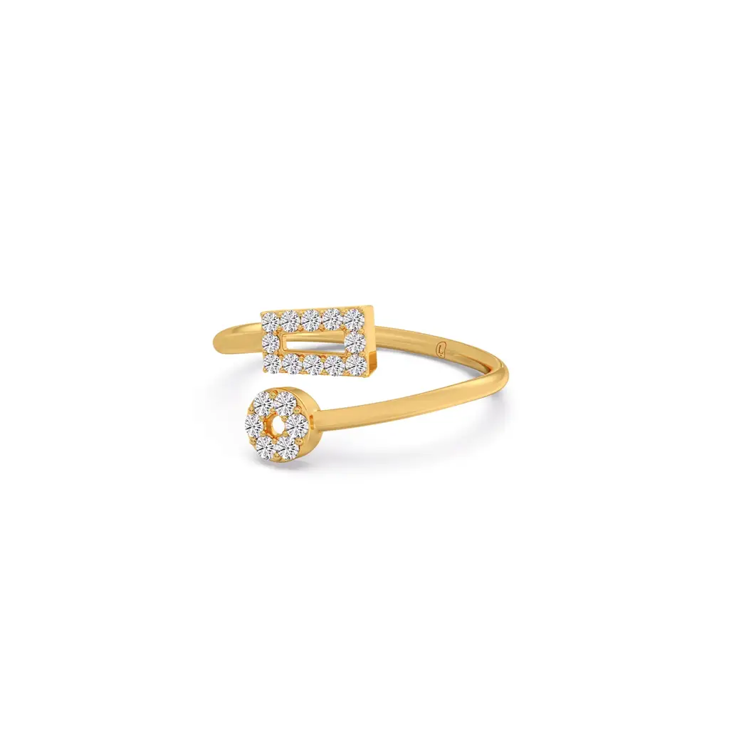 The Rectangle And Circle Diamond Ring : LJ-R00876-09YGLGD-10