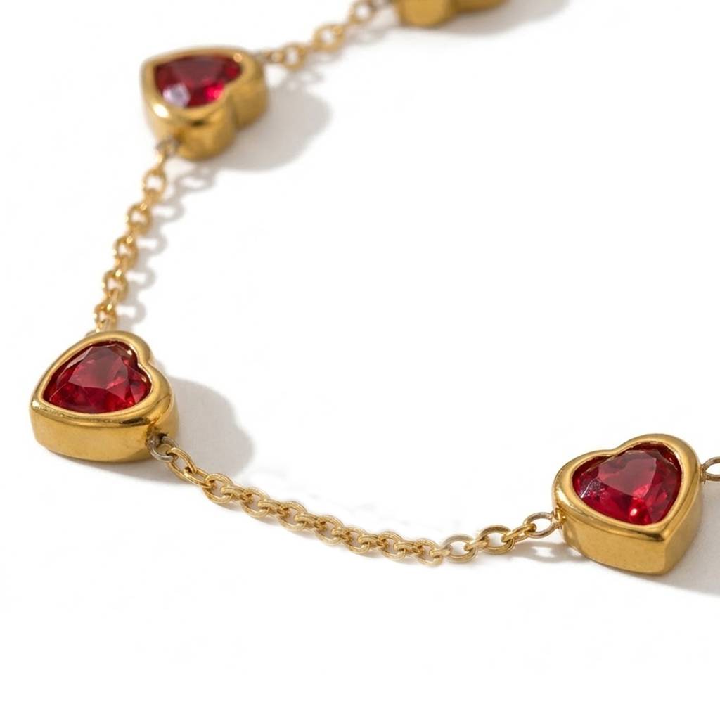 Rani Pink Heart Shape Stone Openable Bracelet For Women & Girls | Gold Plated | Crystals Studded | Festive Stylish : PX9B223RP